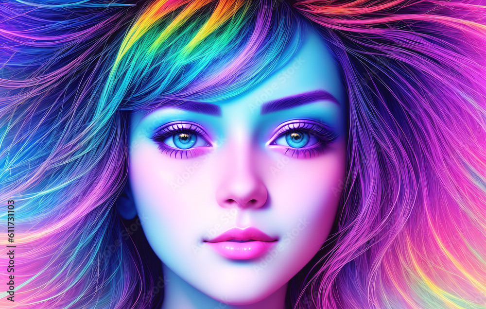 Neural network in the image of a woman. AI in human form. Generative AI. Neural network in the image of a woman. AI in human form. Generative AI.