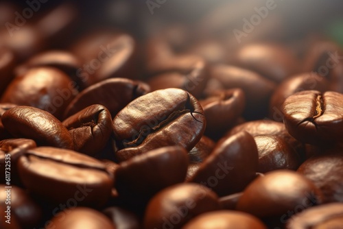 Coffee Beans Closeup background. Generative AI © Snapshooter