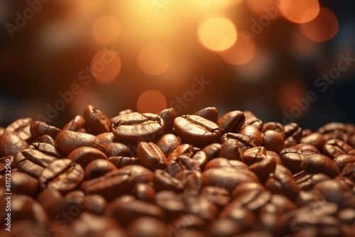 Coffee Beans Closeup background. Generative AI
