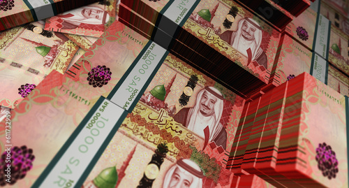 Saudi Arabia Rial 100 SAR banknote money 3d illustration © Alicja