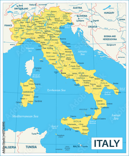Italy Map - highly detailed vector illustration