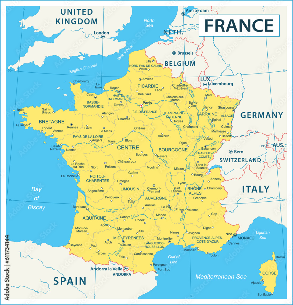 France Map - highly detailed vector illustration
