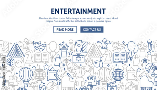 Entertainment Banner Design. Vector Illustration of Holiday Outline Concept.