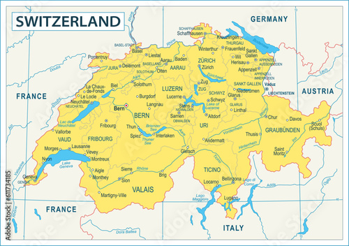 Switzerland Map - highly detailed vector illustration