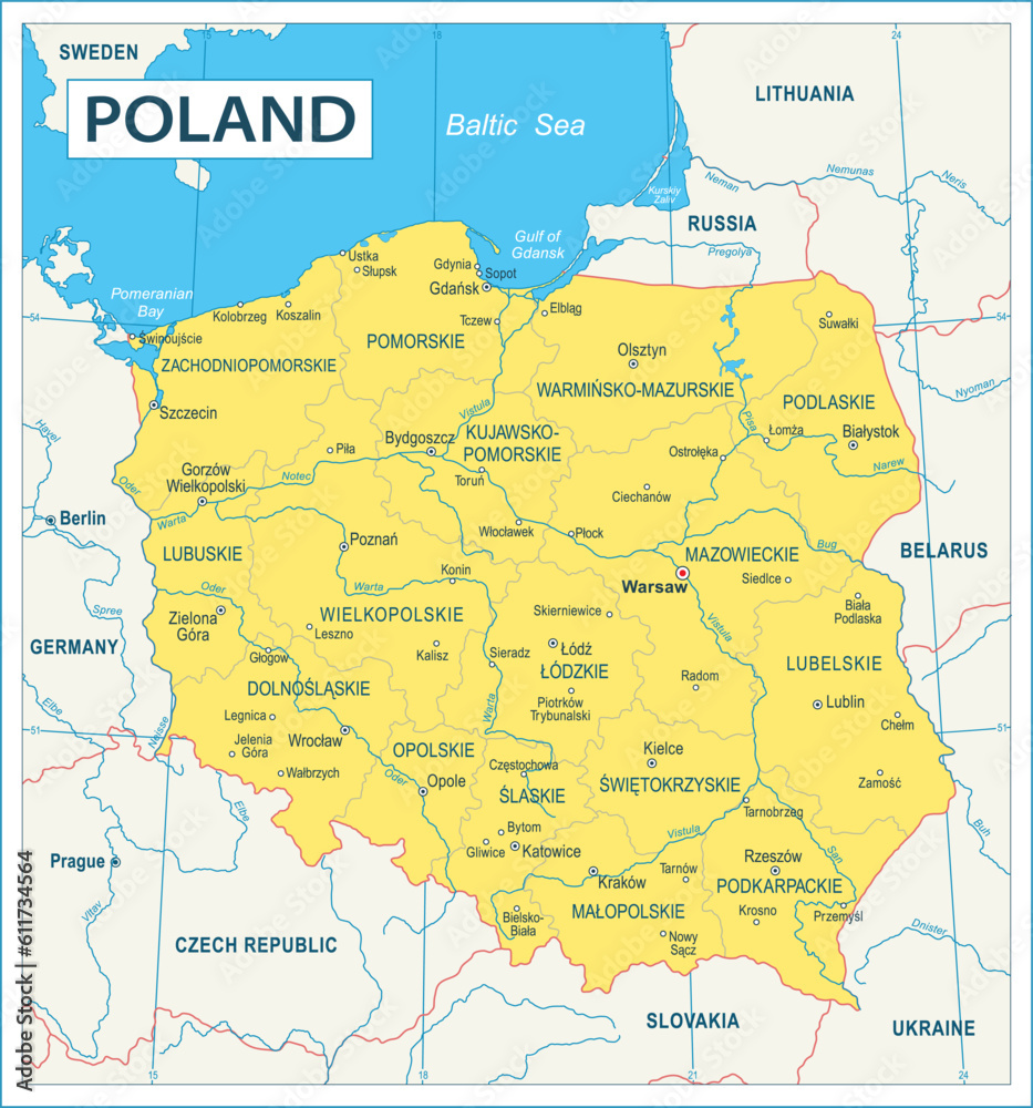 Poland Map - highly detailed vector illustration