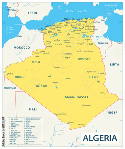 Algeria map - highly detailed vector illustration