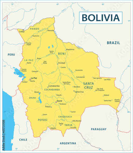 Bolivia map - highly detailed vector illustration photo