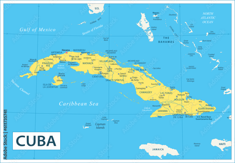 Obraz premium Cuba map - highly detailed vector illustration