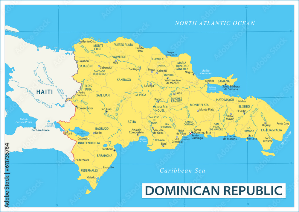 Dominican Republic map - highly detailed vector illustration