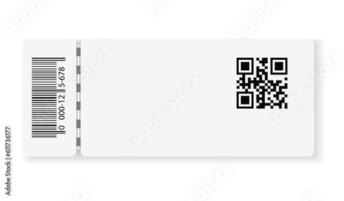 Empty ticket template. Blank concert ticket or lottery coupon. Event coupon or cinema movie theater card. Festival or circus paper empty flyer. Vector isolated illustration