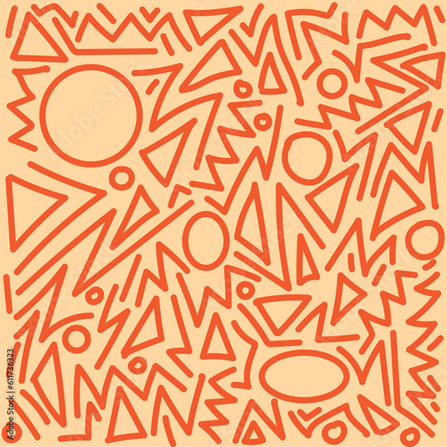 peach and orange doodle pattern backgroud