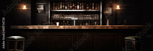 Ai generated illustration of bar counter no people