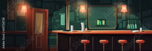 Ai generated illustration of bar counter no people