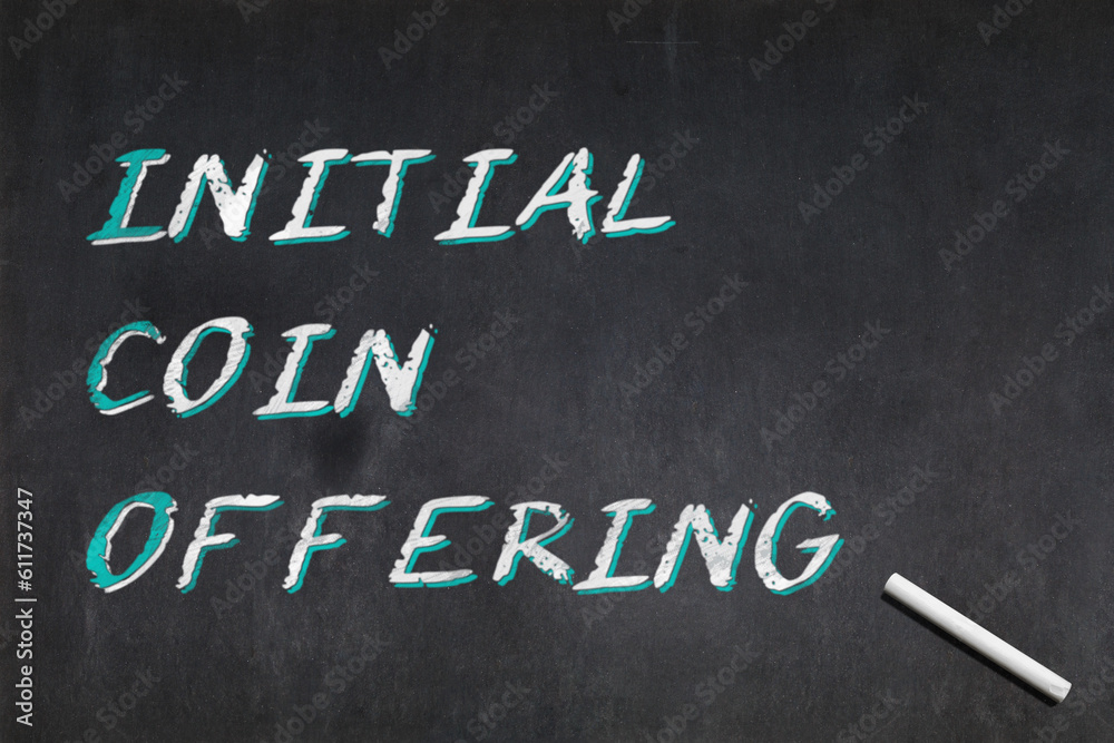 Fototapeta premium Initial Coin Offering written on a blackboard