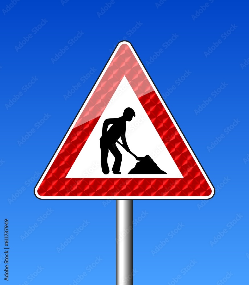 Reflective sign road works