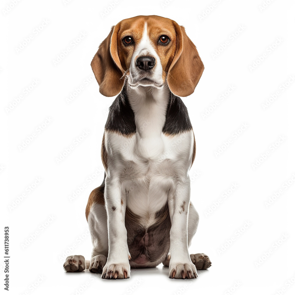 Beagle dog isolated in a white background, ai generative