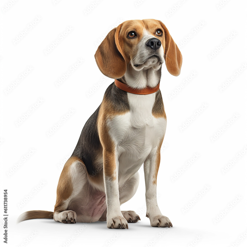 Beagle dog isolated in a white background, ai generative
