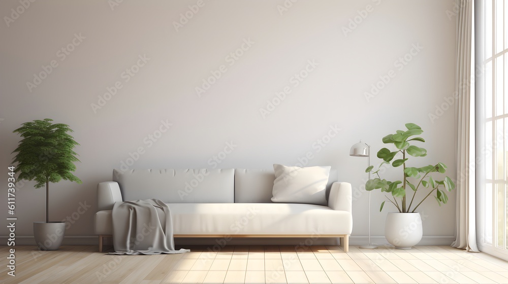 interior with white sofa. 3d rendered illustration mock up