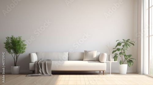 interior with white sofa. 3d rendered illustration mock up © wanchalerm