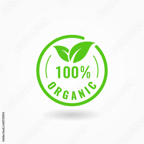 Organic food icon. Organic, bio, eco symbols. Organic Product with leaves for stickers, labels, and logo