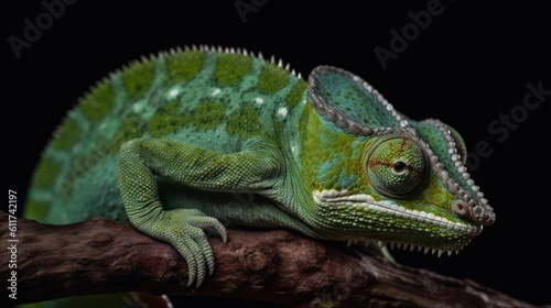 Beautiful Chameleon, Chameleon, Chameleon Isolated on Dark Background, Colorful Chameleon, Ai Generated Art.