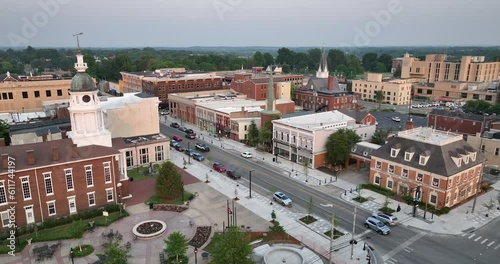 Main Street aerial view city center urban skyline Danville Kentucky USA photo