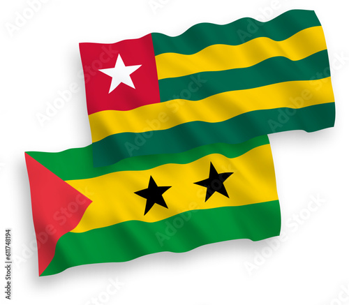 Flags of Togolese Republic and Saint Thomas and Prince on a white background