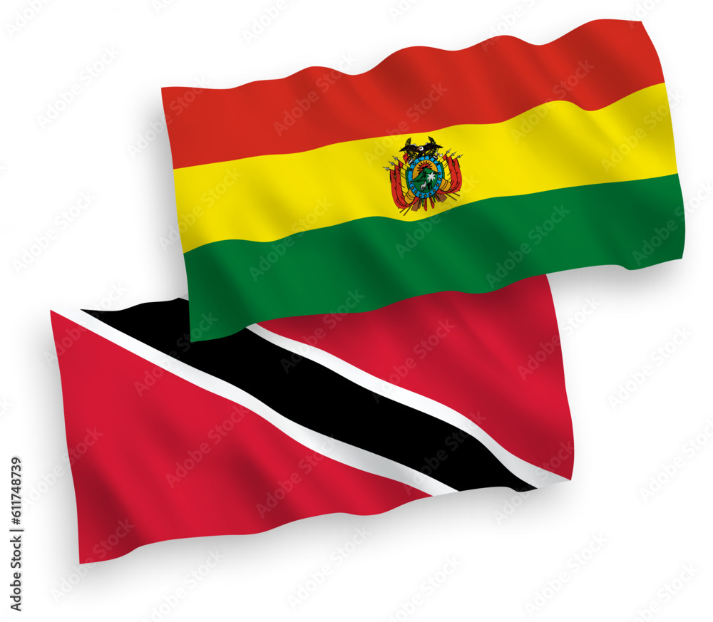 Flags of Republic of Trinidad and Tobago and Bolivia on a white background Flags of Republic of Trinidad and Tobago and Bolivia on a white background