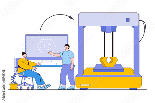 3D Printing and Additive Manufacturing Concept with Person Designing a 3D Model and Printing a Physical Object