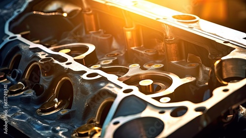 Car Service: Cylinder Head Gasket Replacement for Engine Repair - A Helpful Guide for DIY and Professional Auto Mechanics, Covering Parts and Service Tips. (AR 16:9): Generative AI photo