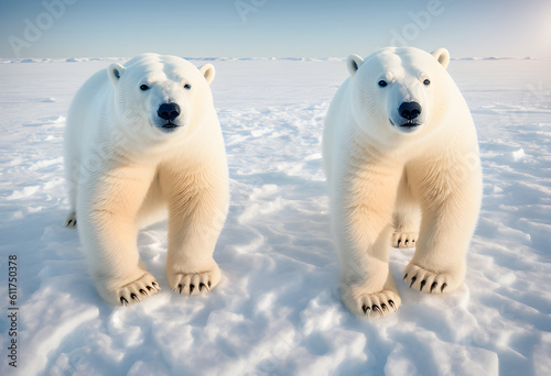 Polar bear on snowdrift melting ice floe in arctic sea. Saving the Earth before ecological catastrophy. climate change concept. AI Generative  illustration