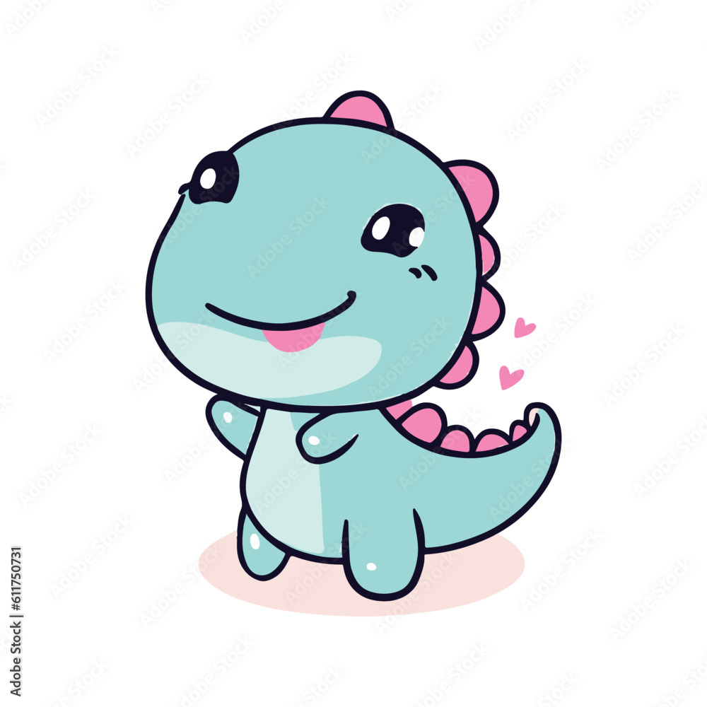 Fototapeta premium kawaii cute happy dinosaur t shirt design