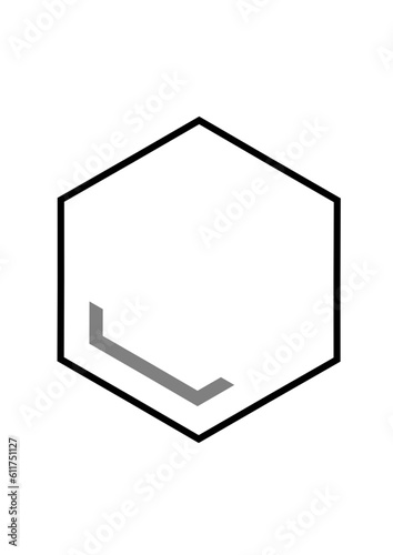 regelmäßiges sechseck aus einer schwarzen linie mit einem grauen innenliegenden sechseck-fragment, modern art