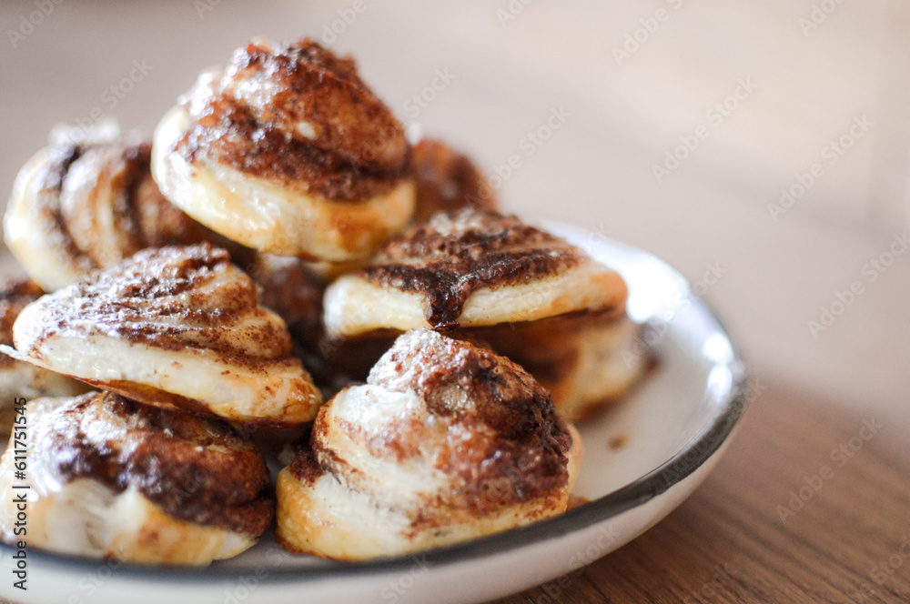 freshly baked cinnamon rolls with powder sugar freshly baked cinnamon rolls with powder sugar
