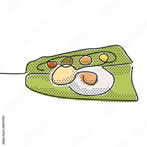 Kerala cooked rice meals also known Oonu and Sadhya or Sadya. Kerala festival onam special food. Lines and dots illustration. photo