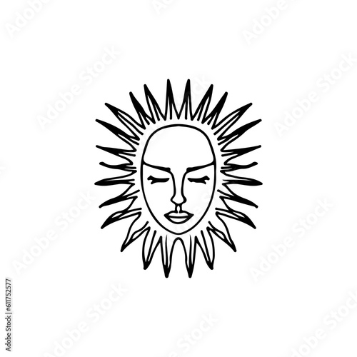 vector illustration of sun faced beautiful woman concept