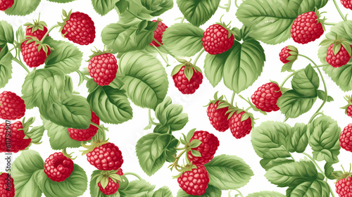 Summery Sweetness: Embrace the Season with a Playful Raspberry Pattern, Generative AI.