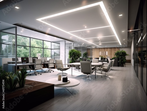 the elegance and sophistication of a modern office interior, showcasing sleek design and contemporary elements