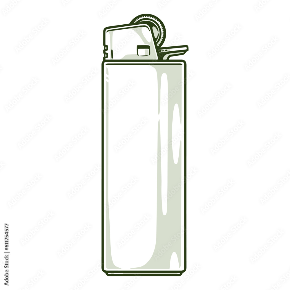 Cigarette lighter, monochrome detailed label Cigarette lighter, monochrome detailed label
