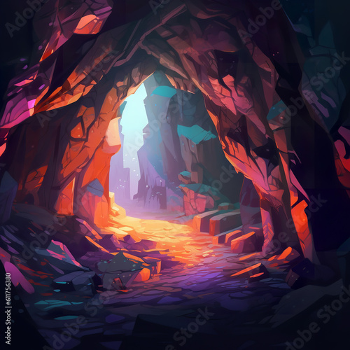 Underground crystal cavern geodes colorful