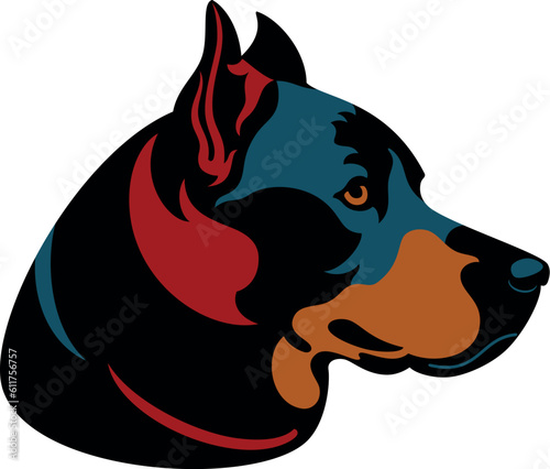 Illustration of black dog portrait, isolated
