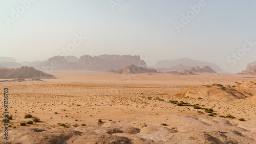 Panoramic view of the Wadi Rum desert, Jordan,