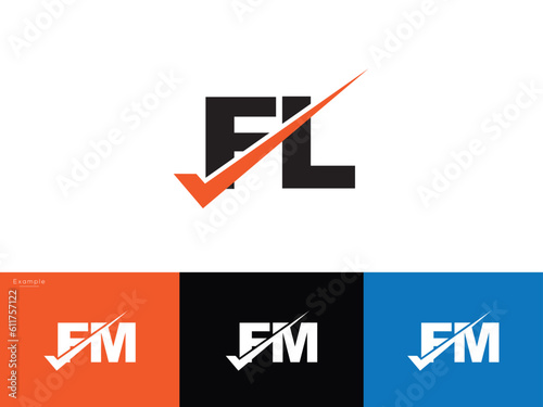 fl, fl Elegant Vector Emblem Checkmark Logo