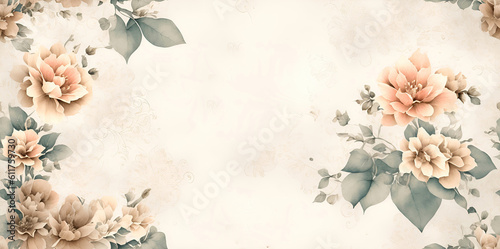 Abstract background with beautiful flowers and leaves and place for text.