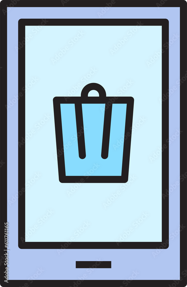 smartphone and bin icon smartphone and bin icon