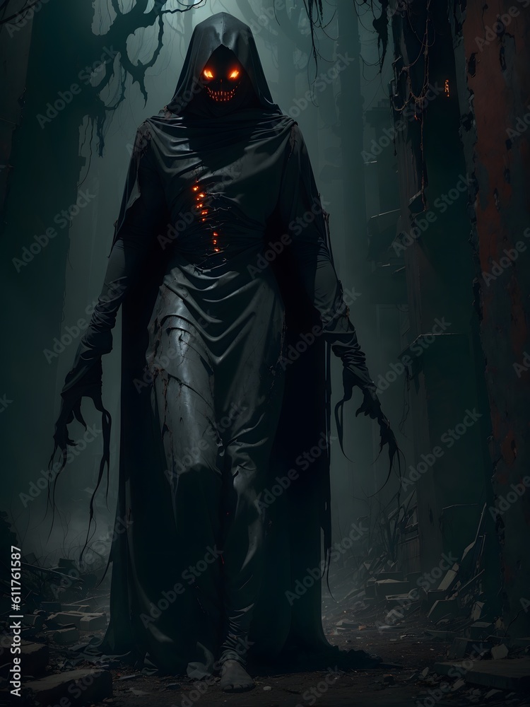 necromancer person in the dark. Generative AI necromancer person in the dark. Generative AI