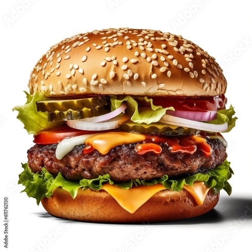 Beef burger on white background