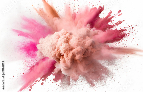 Blush Pink Powder Explosion Cosmetics Beauty Makeup Artistic Colorful Powerful Impact Generative AI