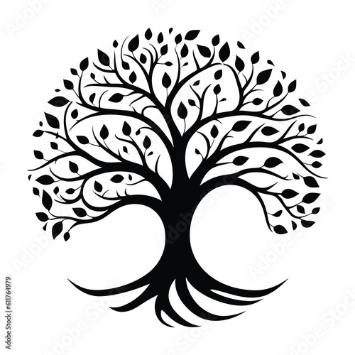 Celtic Tree of life decorative Vector ornament, Graphic arts, dot work. Grunge vector illustration of the Scandinavian myths with Celtic culture.