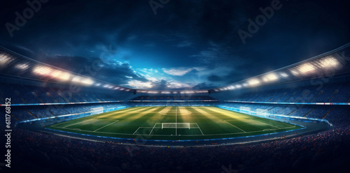 soccer green light sport goal stadium game arena world football. Generative AI.